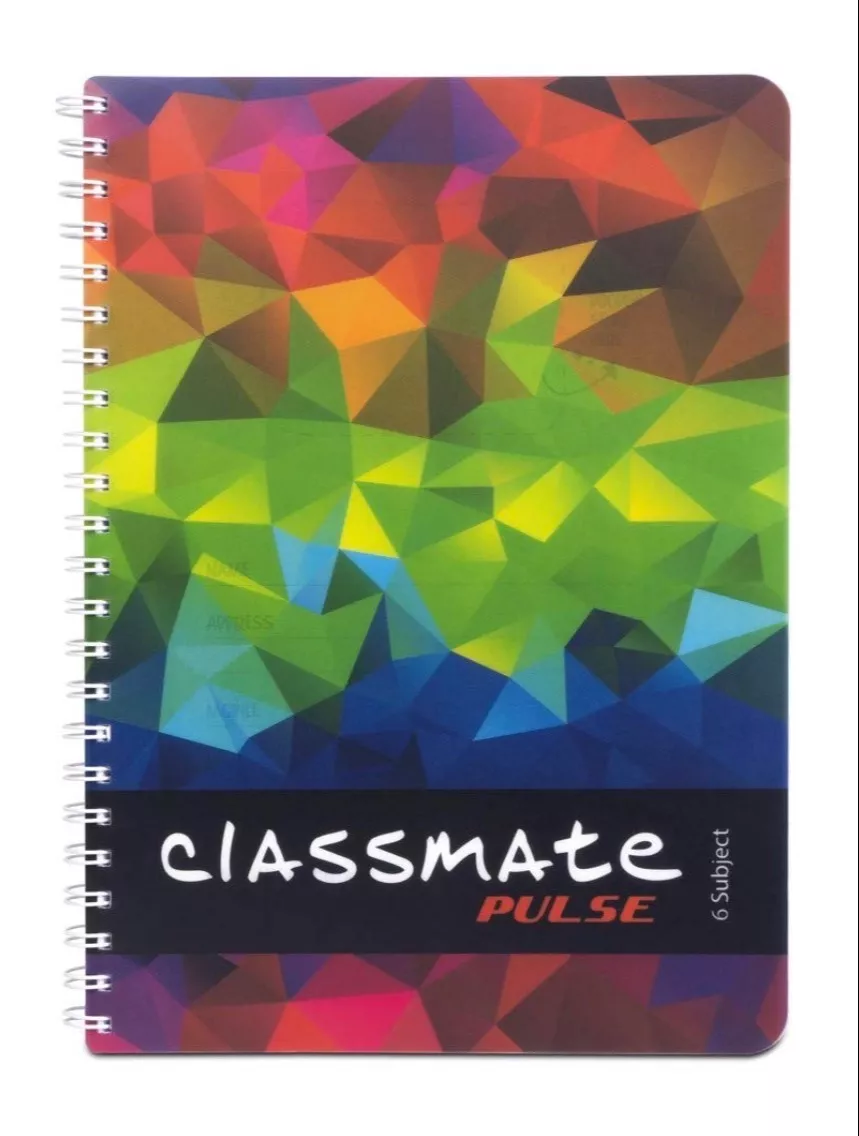 Colorful Classmate Pulse 6 Subject Spiral Notebook showcasing six sections, ideal for organized note-taking, available at KUM