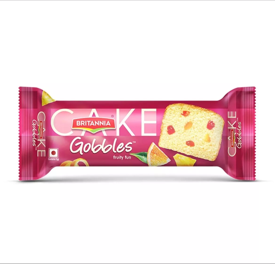 Fruity Britannia Gobbles Cake displayed on a table in BIJNI, showcasing its vibrant colors and texture.