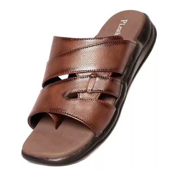 Elegant brown leather sandals designed for comfort, Men's Leather Sandals in Imphal with a stylish finish.