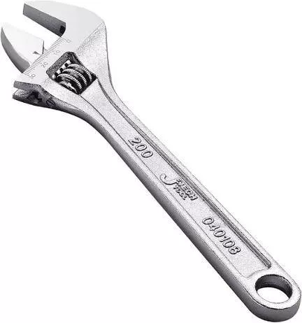 200mm adjustable wrench with an adjustable jaw, designed for versatile use in Ananthapur, showing its robust build and utilit