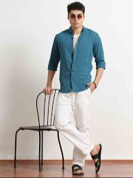 Deep Moon Blue Crush Texture Solid Shirt in CHAPRA MAGARVI with a unique textured design, perfect for both formal and casual 