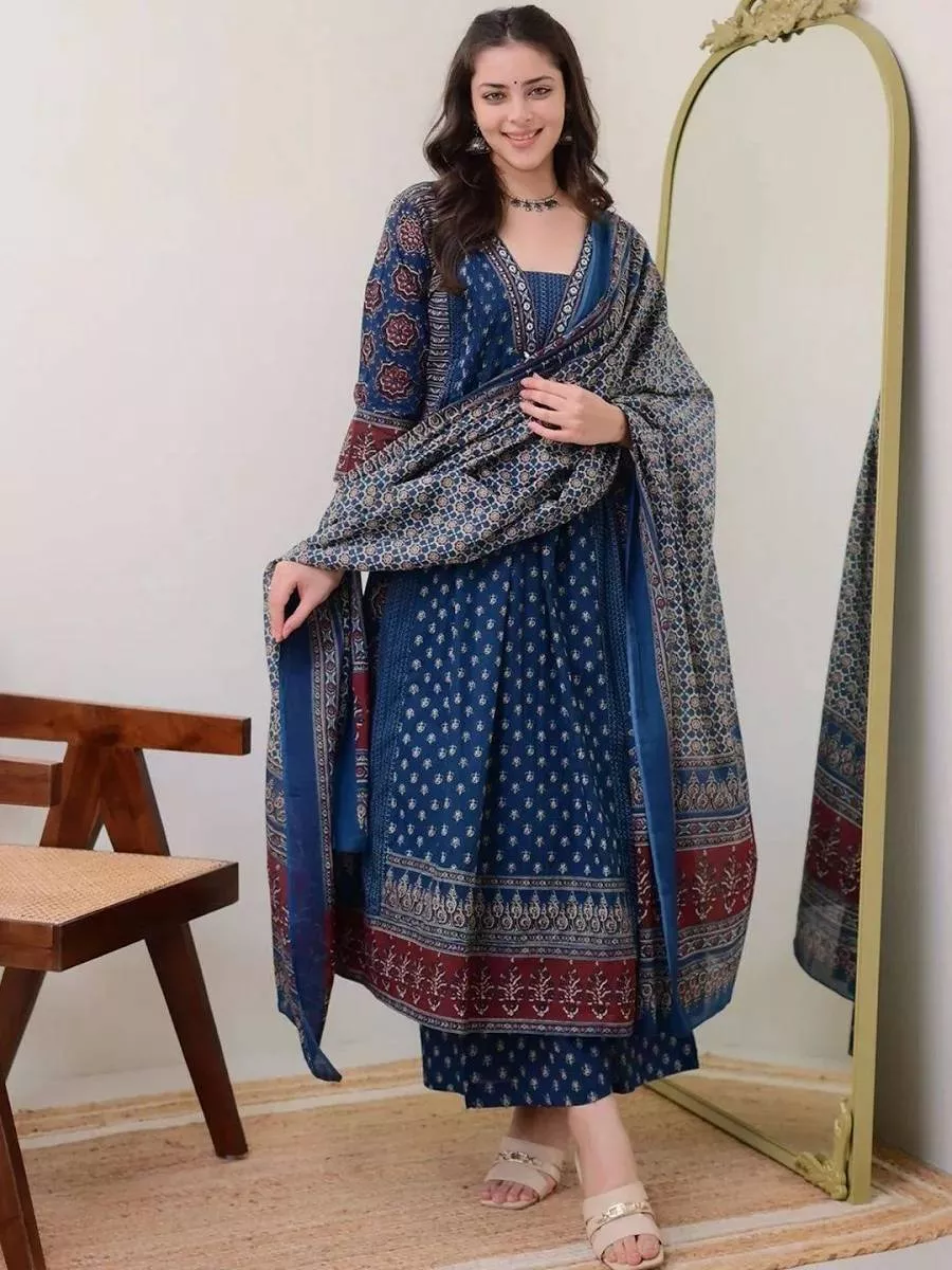 Floral printed KALINI Anarkali Kurta with V-neck design, flattering silhouette, available in Armori, Maharashtra.