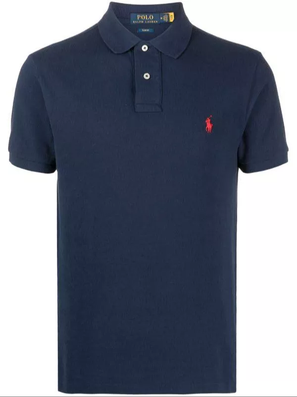 Elegant navy blue Men's Polo T-Shirt in IMPHAL with signature embroidery detail, showcasing style and comfort.
