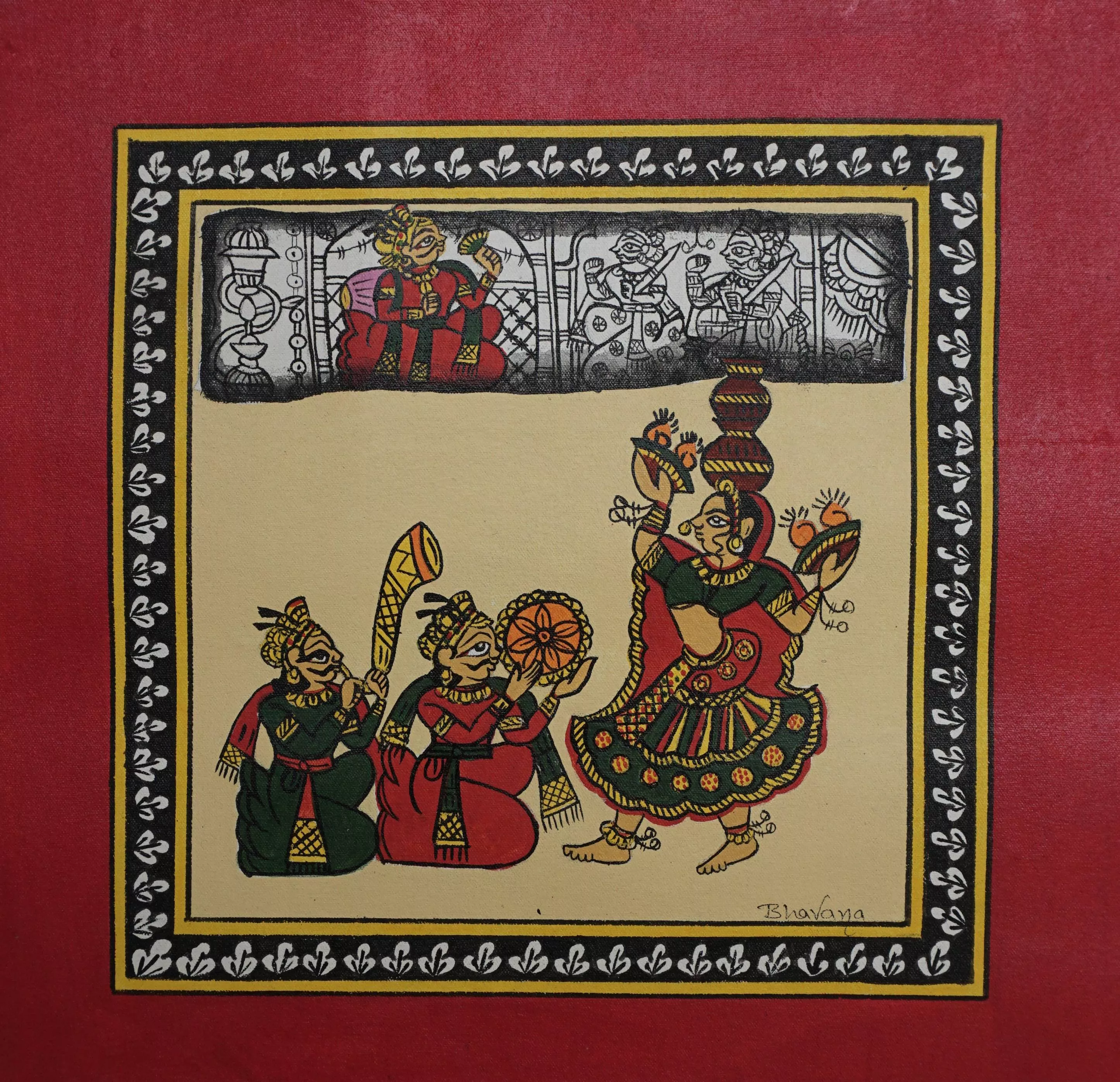 Art/Canvas Dancing in Royal Court Jaipur — a luxurious canvas depicting traditional dance with intricate details, showcasing 