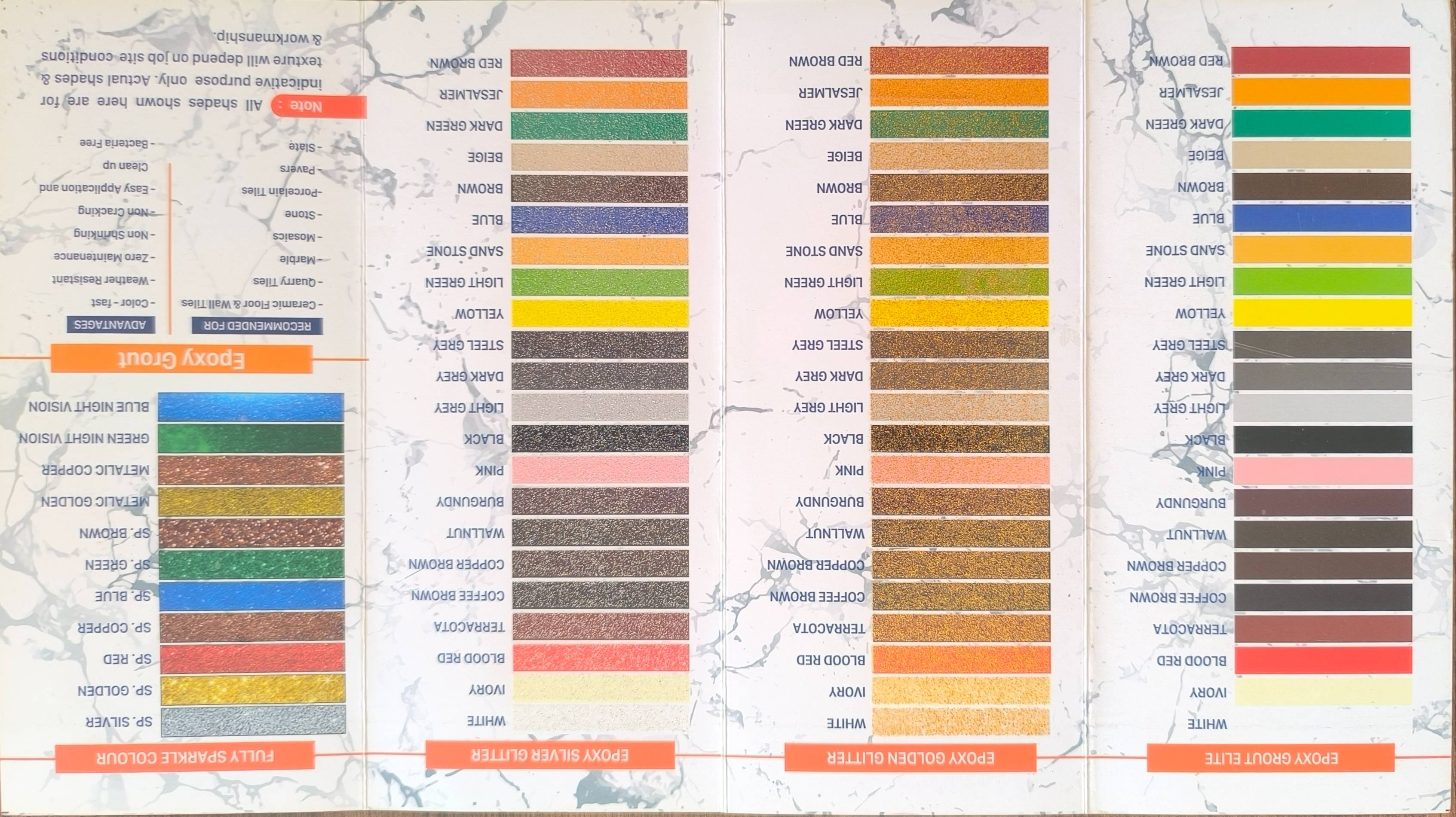 Premium Epoxy Grout Color Collection with vibrant colors and glitter options available at KUNJ ENTERPRISE in DHOLKA.