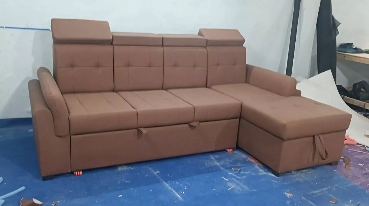 Luxury L-Shaped Sofa Bed in Anantapur featuring adjustable headrests and modern design, perfect for living spaces
