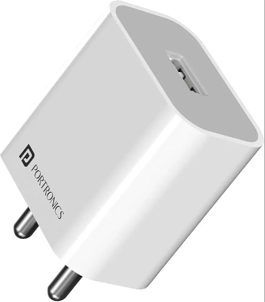 Portronics USB Wall Charger designed for efficient charging, featuring a single USB output, ideal for everyday use in Hoshiar