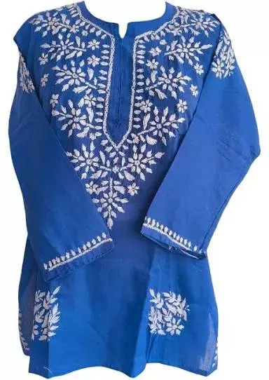 GITANJALI BASTRALAYA - Women's Kurtis Blue Embroidered Kurti Gossaigaon in GOSSAIGAON