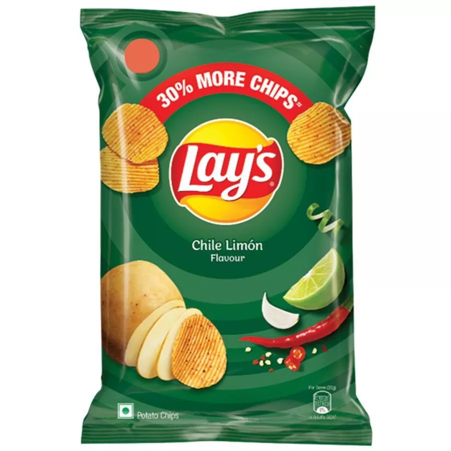 Delicious Lay's Potato Chips in Kwakta: Chile Limón Flavor, featuring vibrant green and red packaging, displayed prominently 