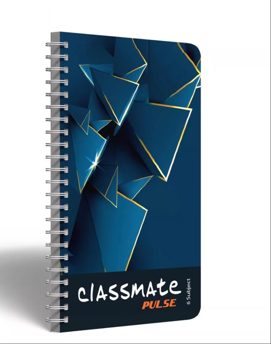 Classmate Pulse 6 Subject Spiral Notebook featuring smooth white pages and a sturdy spiral binding, ideal for students in Jal