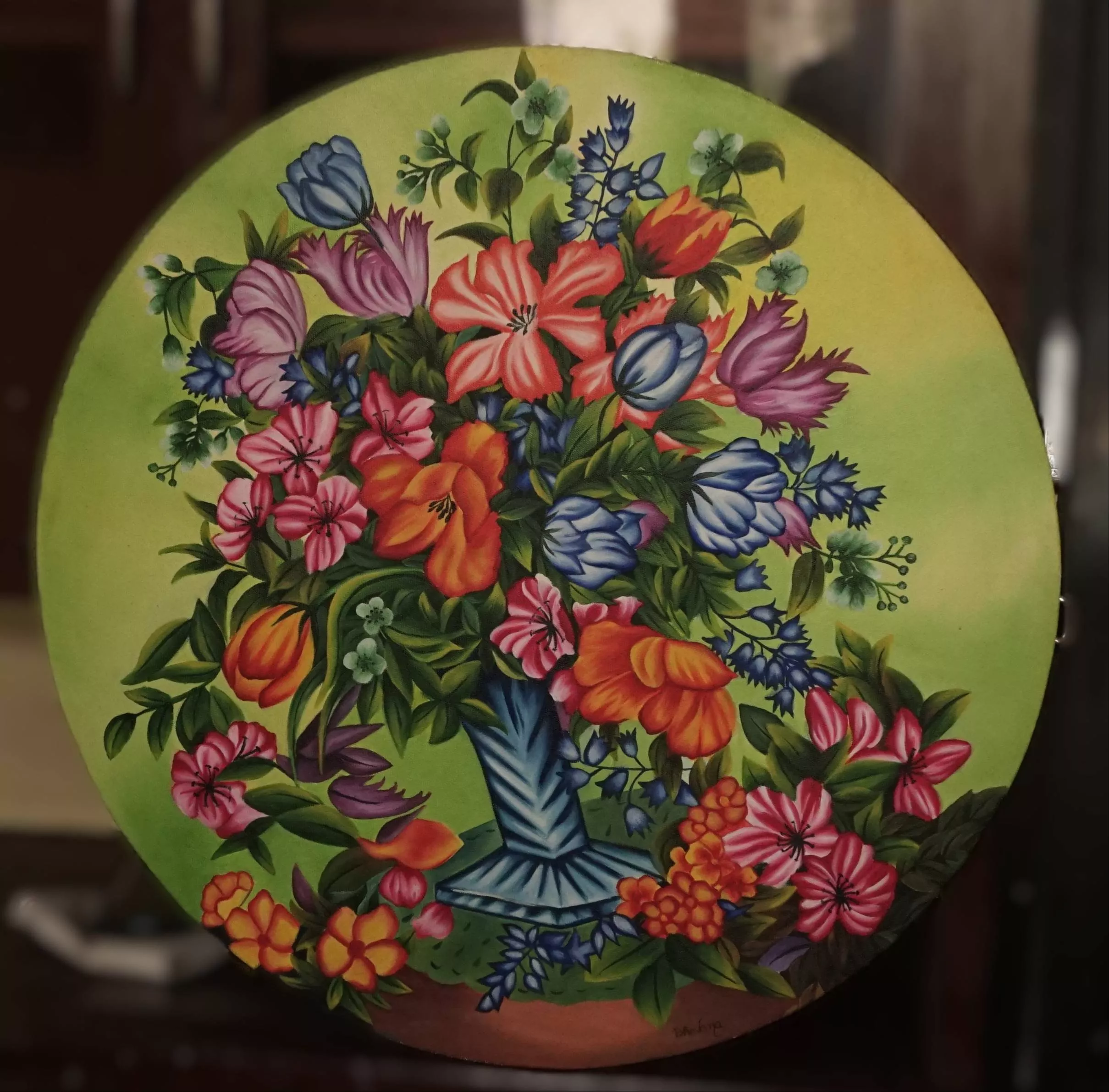Handcrafted Home Decor Bouquet of Flowers in Phad Artstyle, showcasing intricate designs and vibrant colors, perfect for enha