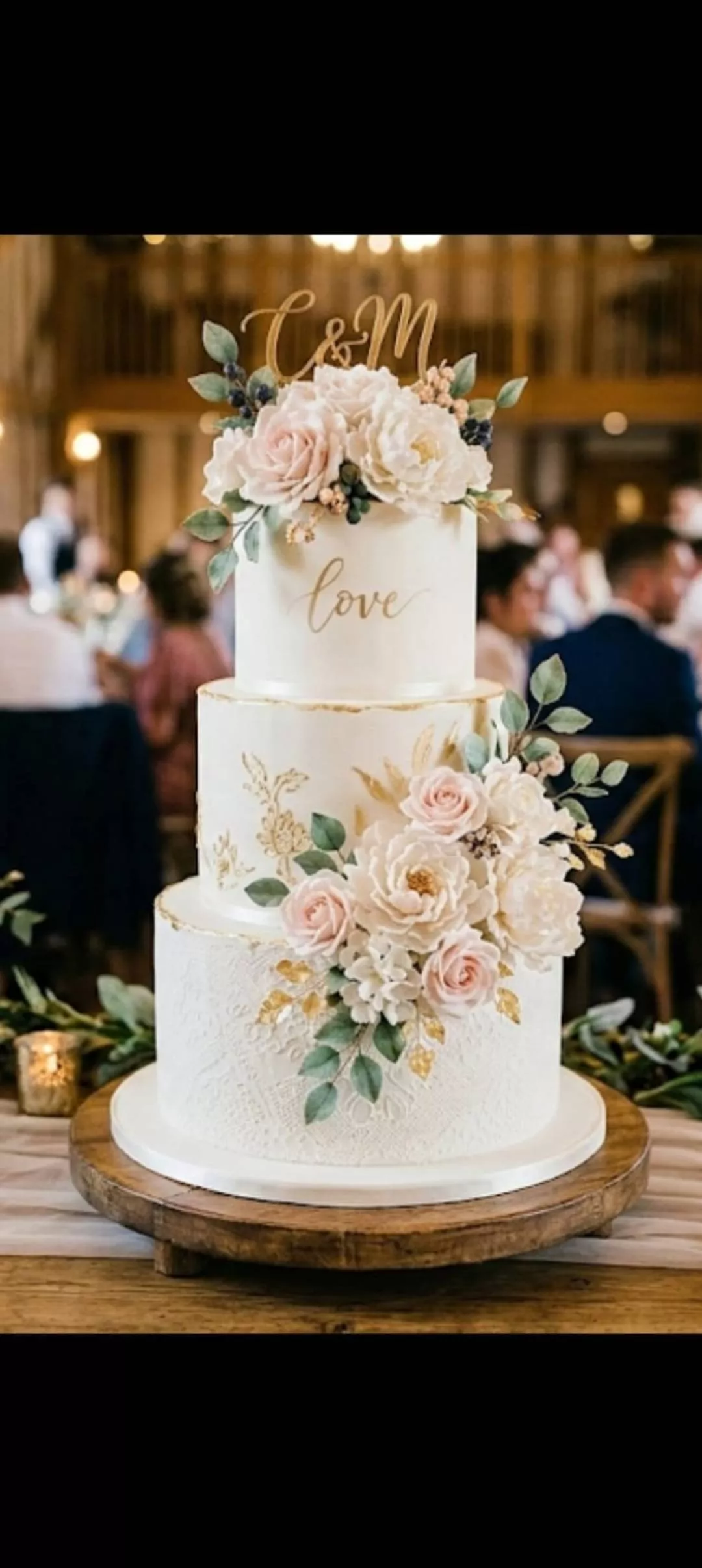 Three-tier Monginis Marachiya Elegant Floral Cake in Mirganj with personalized topper and intricate floral design, perfect fo
