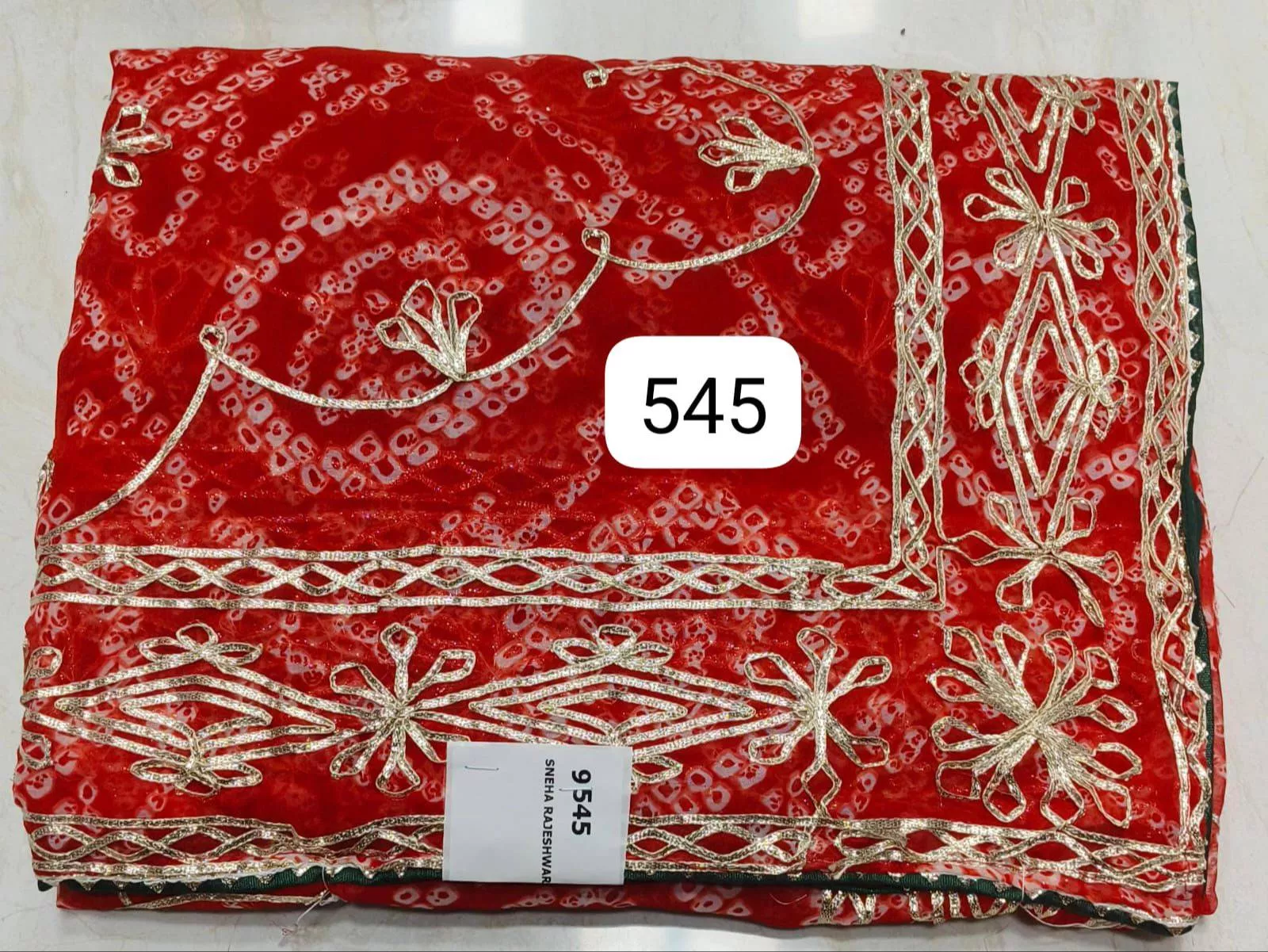 SONI SAREE SAGAR - Bandhani Dupatta in Kota: Traditional Red Dupatta in KOTA