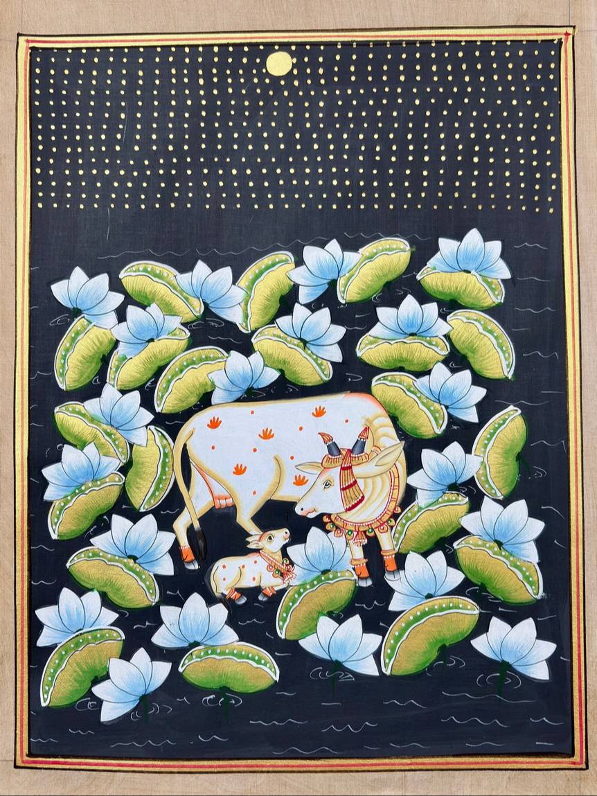 CHITRABHOOMI - PIchwai Artwork Kamdhenu with Calf in Jaipur in Jaipur