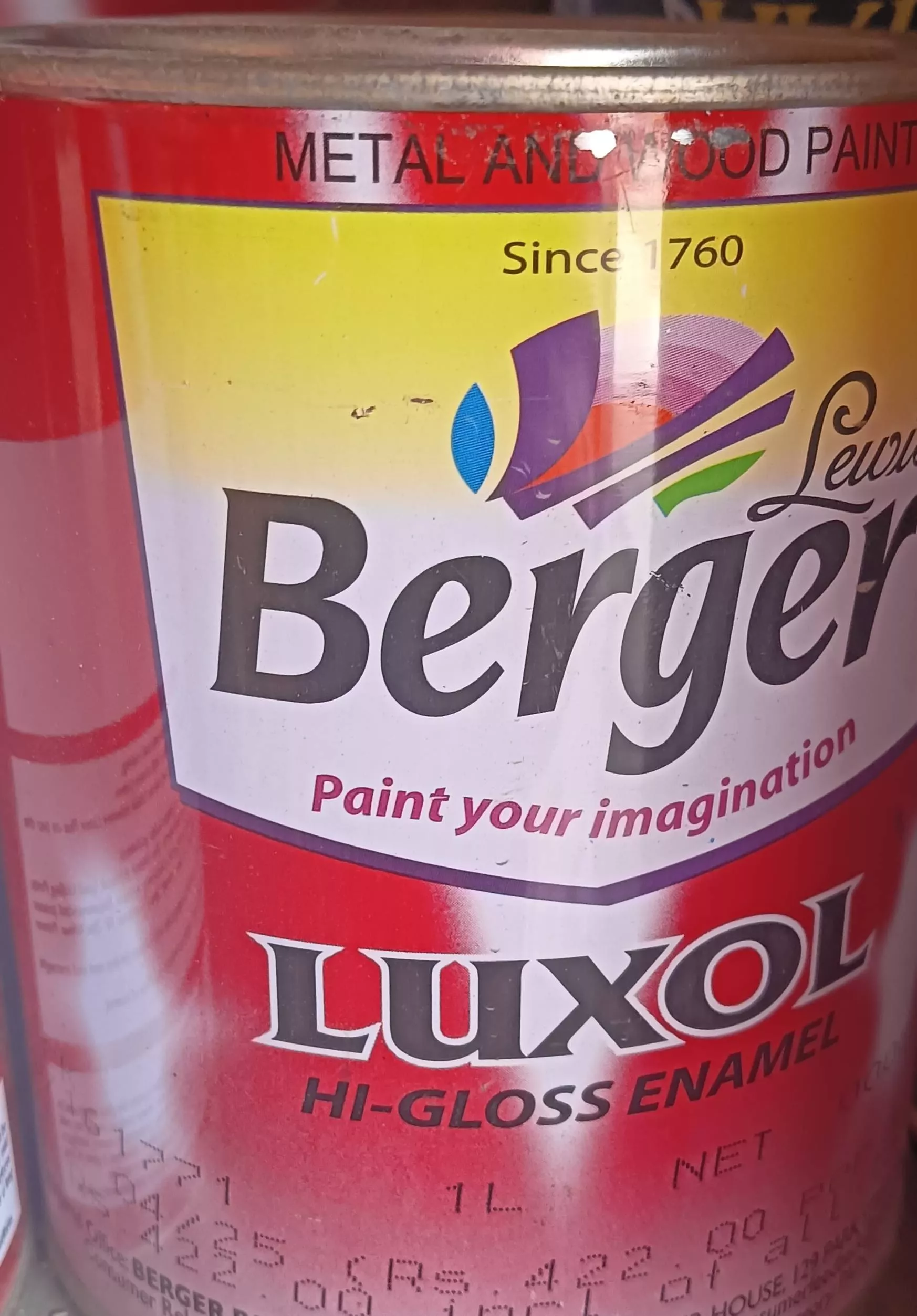 Burger Paint in Suagpur - Chip-Free Finish displayed in a container, showcasing its smooth texture and vibrant color, availab
