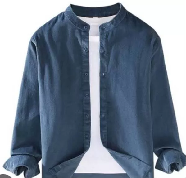 Stylish Men's Casual Mandarin Collar Shirt in pink color, designed for comfort, available at RAVINDER KUMAR in BATALA.