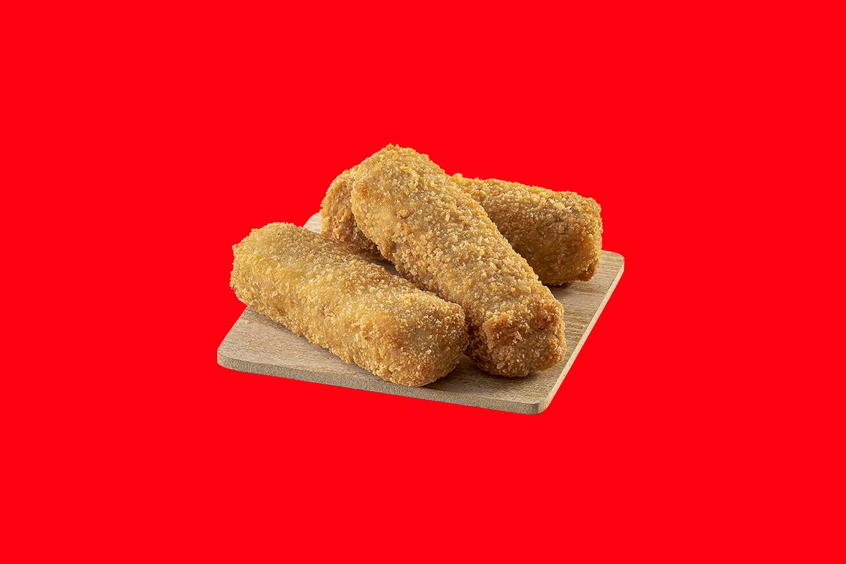 Crispy Chicken Finger Frozen Veggie Rolls ready to cook, filled with mixed vegetables, available at FIVE STAR CHICKEN in Hyde