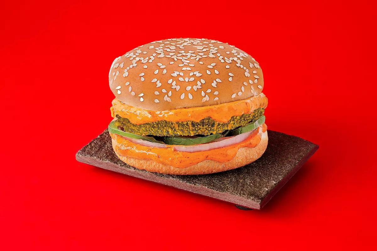 Delicious Panner Burger in Hyderabad with spicy paneer, fresh veggies, and tangy sauce