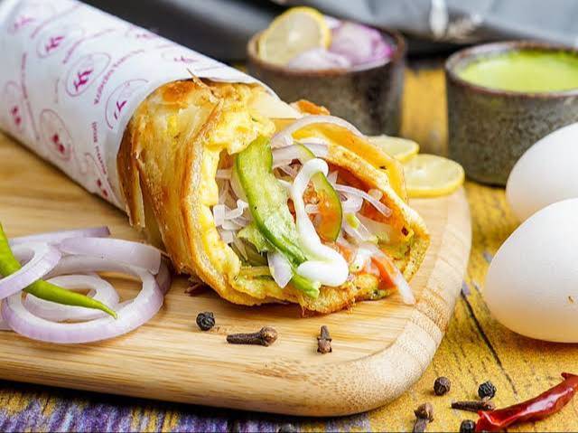Delicious Double Egg Roll from FIVE STAR CHICKEN in Hyderabad, filled with eggs and fresh vegetables, wrapped in a soft roll.