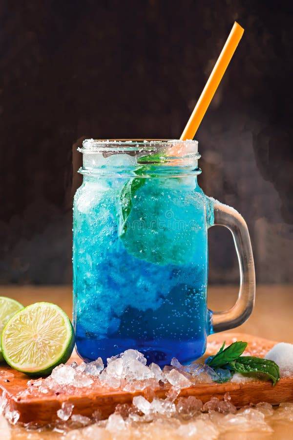 Refreshing Cool Blue mocktail with citrus and mint, served chilled at FIVE STAR CHICKEN, Hyderabad.
