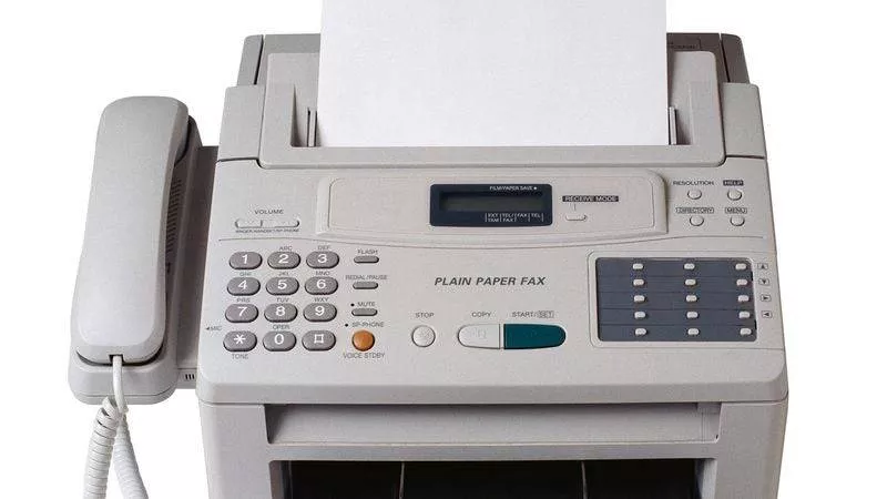 Efficient Sai Communications Fax Machine with handset, designed for office use in Nurpur, showcasing its sleek design and fun