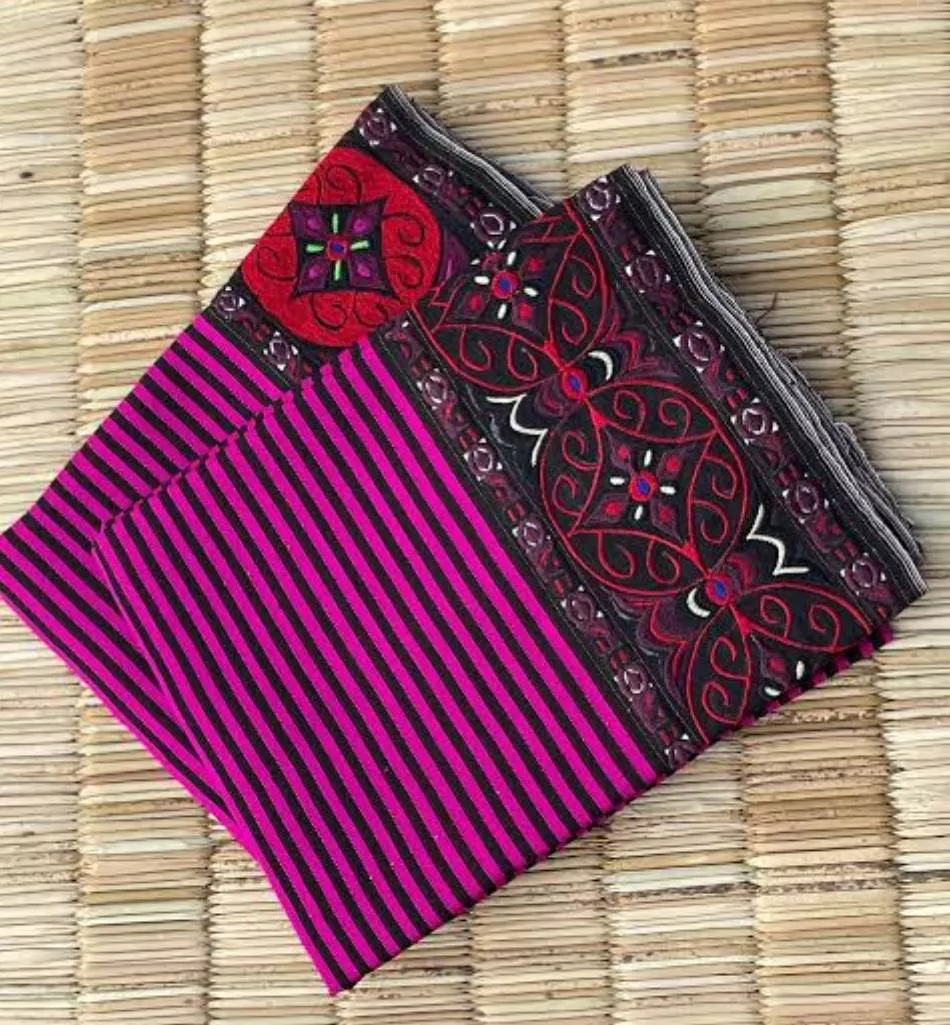 Elegant Handloom Dupatta in Wangkheimayum LEIRAK Machin featuring vibrant embroidery, showcasing intricate designs and colors