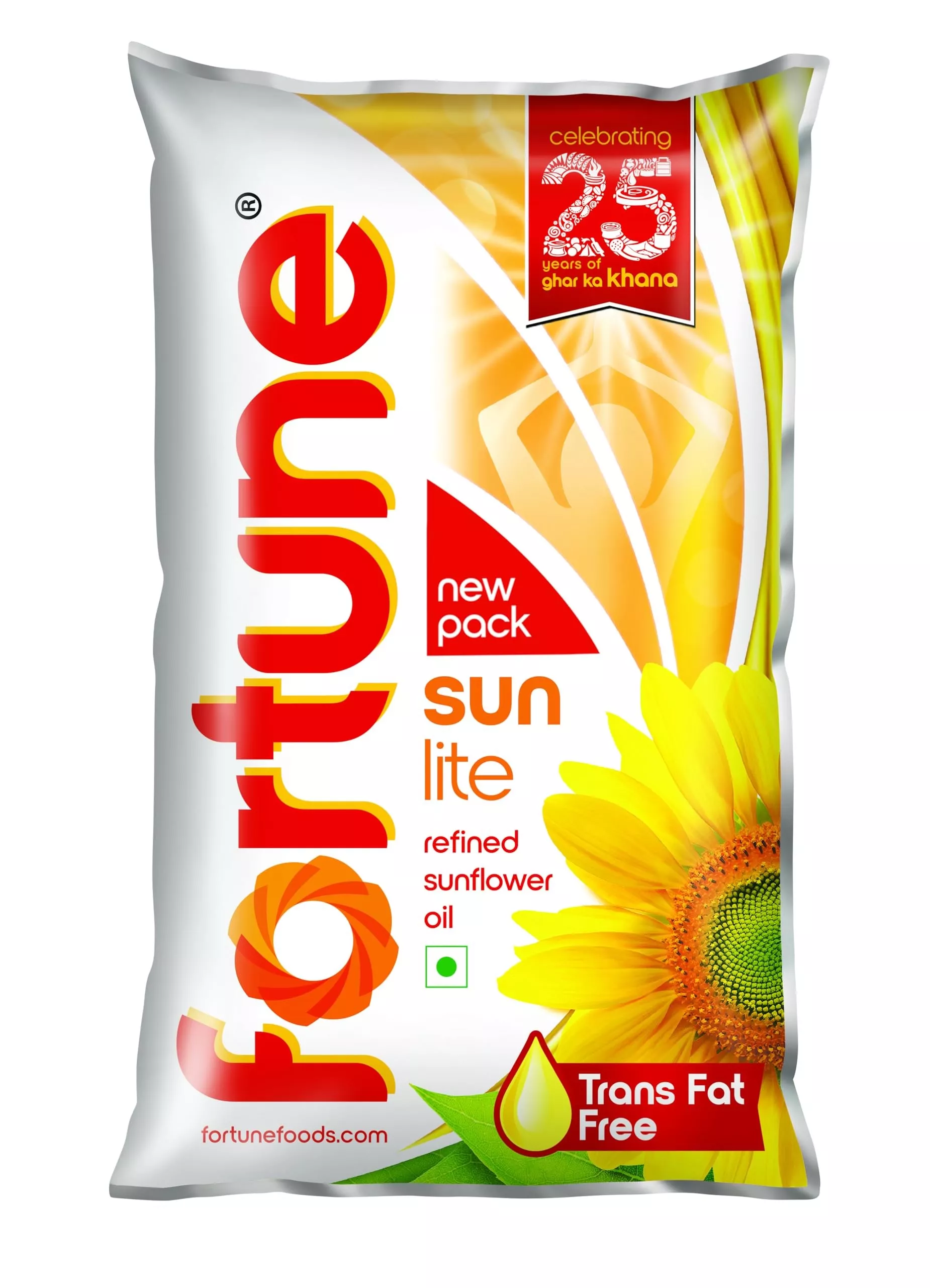 Fortune Sunflower Oil bottle in BIDADA — bright yellow oil in a transparent bottle with a label showcasing health benefits