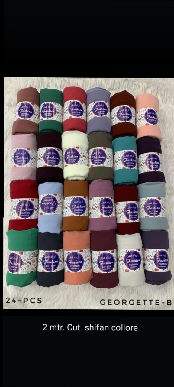 Premium 2 Meter Cut Shiffon Collore fabric displayed in Mangalore