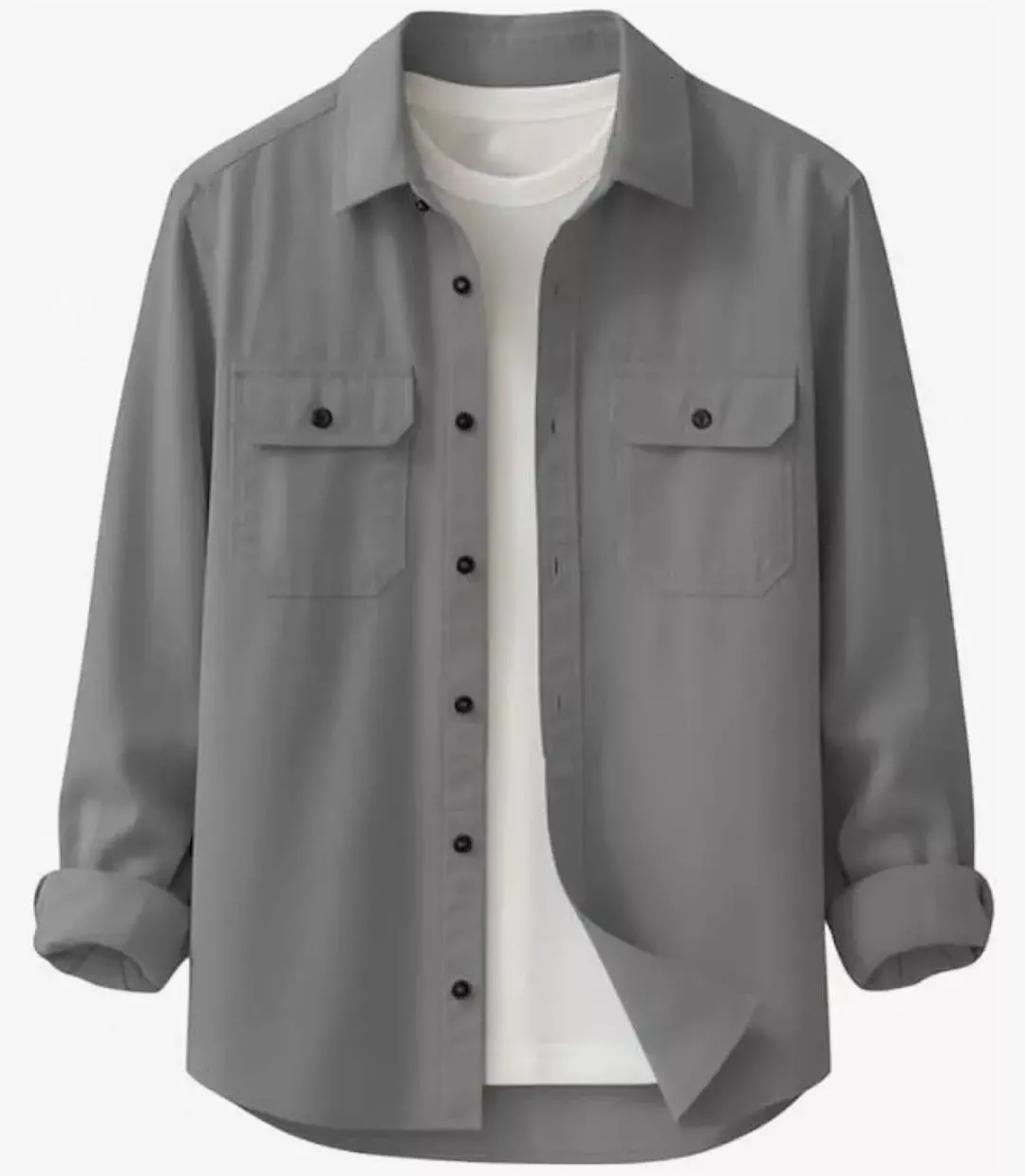 Grey button-up Men's Casual Shirt with matching inner t-shirt designed for stylish outings in Dasuya.