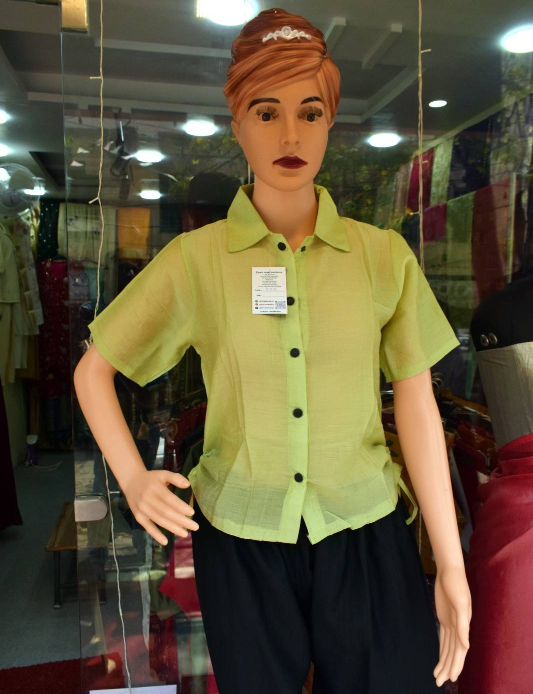 Casual green cotton short sleeve shirt from SHEETESH SONI, perfect for laid-back style in GORAKHPURMP. - Image 1