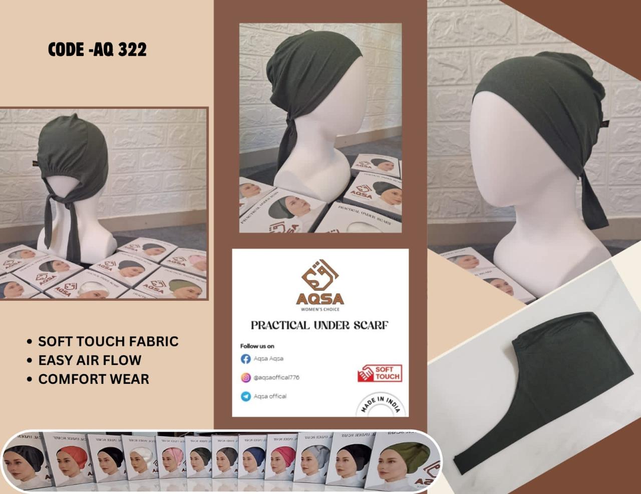 Stylish hijab caps displayed in a Mangalore store, showcasing various colors and designs.