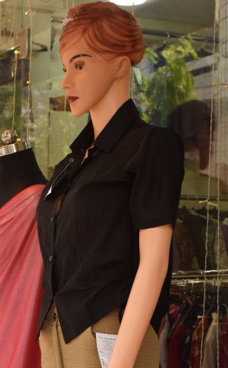 Elegant black button-down shirt designed for versatile styling, available at SHEETESH SONI in GORAKHPURMP