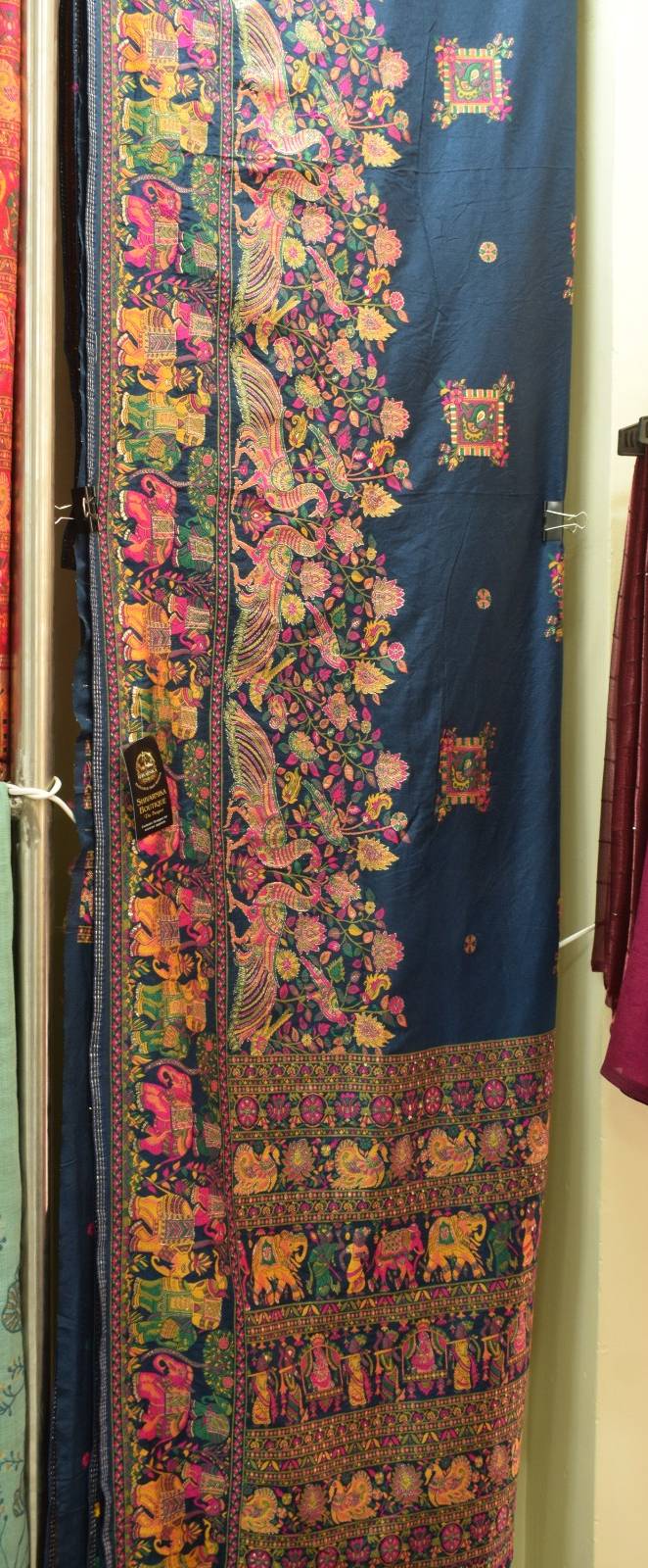 Elegant Traditional Pashmina Ethnic Embroidered Saree with vibrant motifs, showcased in GORAKHPURMP, perfect for festive occa
