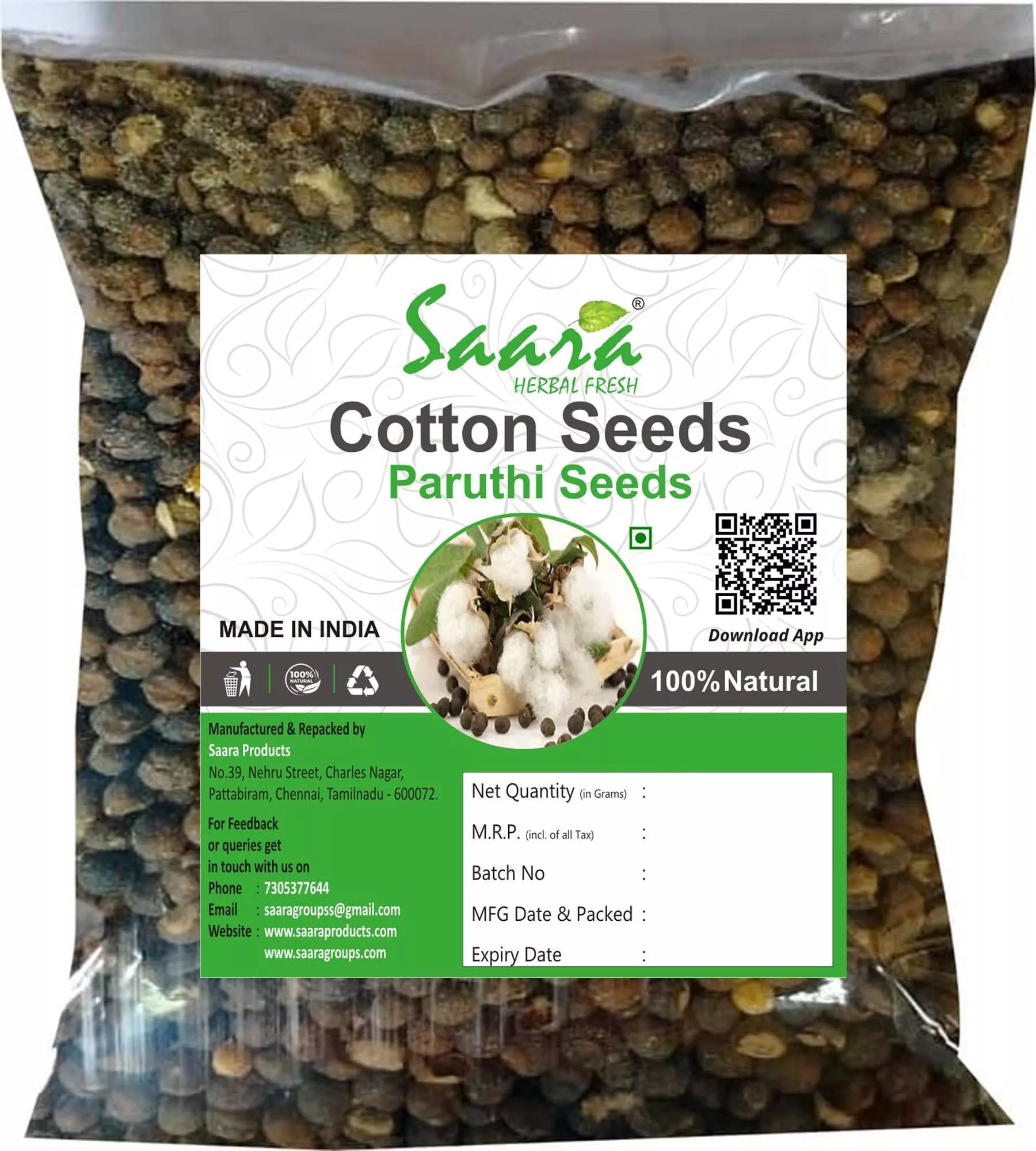 High-quality Saara Herbal Fresh Cotton Seeds with a natural appearance, suitable for planting in Imphal.