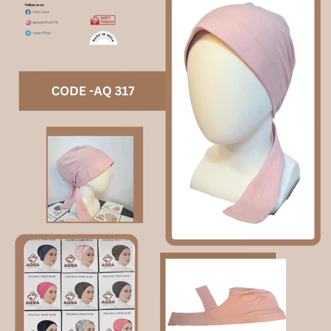 Baby Pink Undercap for hijabs displayed in Mangalore store