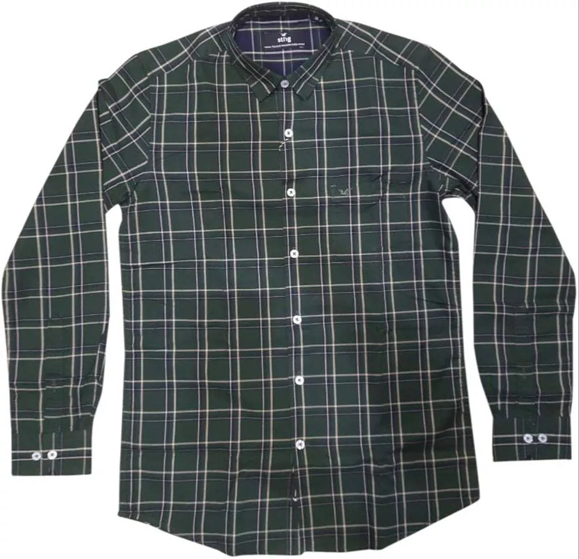 ROYAL SONS TAILORING HOUSE - Men's Casual Shirt in BATALA - Green Checked Stylish in BATALA