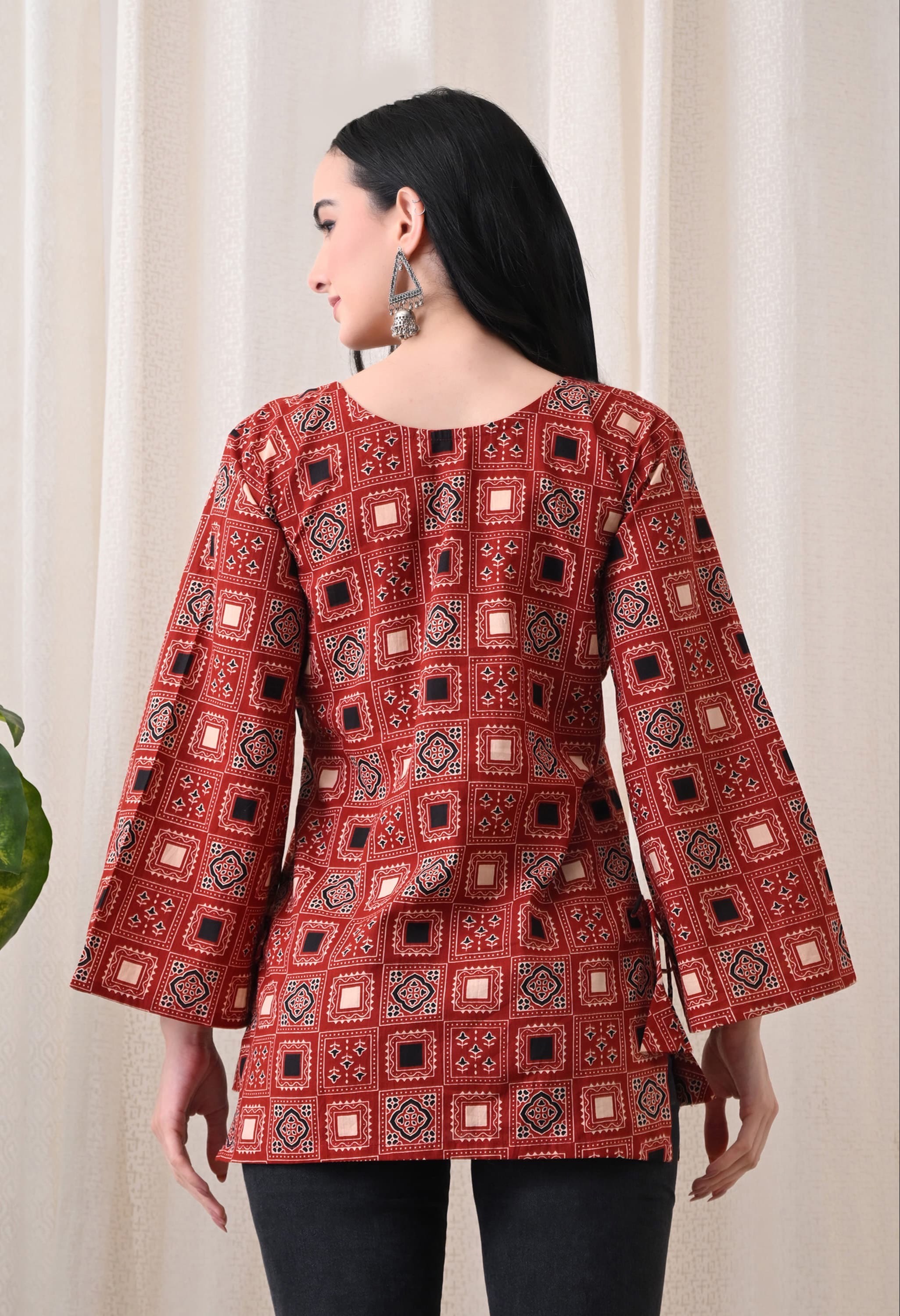 Colorful Printed Ethnic Tunic designed for a stylish fusion look, crafted from soft cotton, showcased in Jaipur. - Image 1