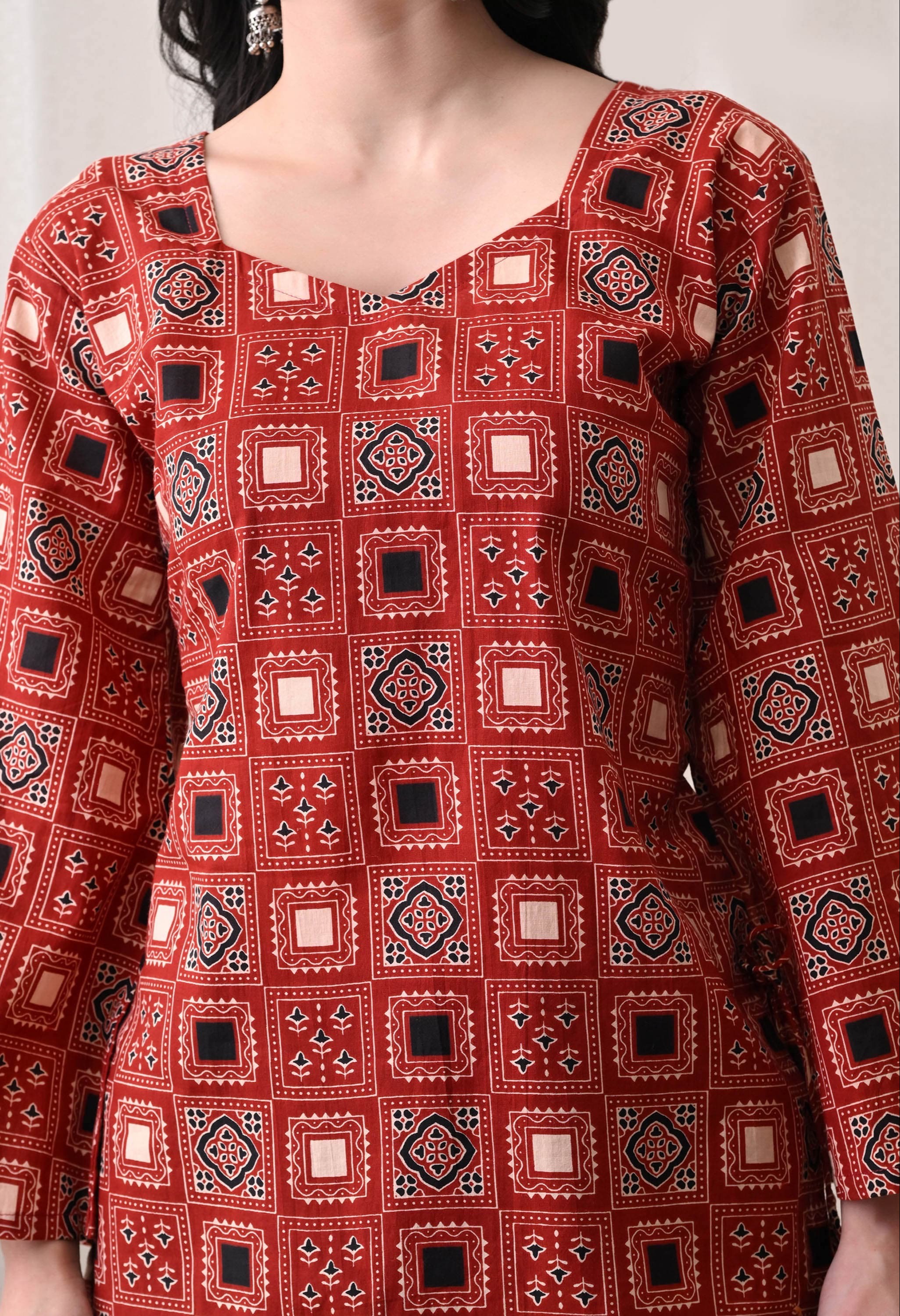 Colorful Printed Ethnic Tunic designed for a stylish fusion look, crafted from soft cotton, showcased in Jaipur. - Image 3