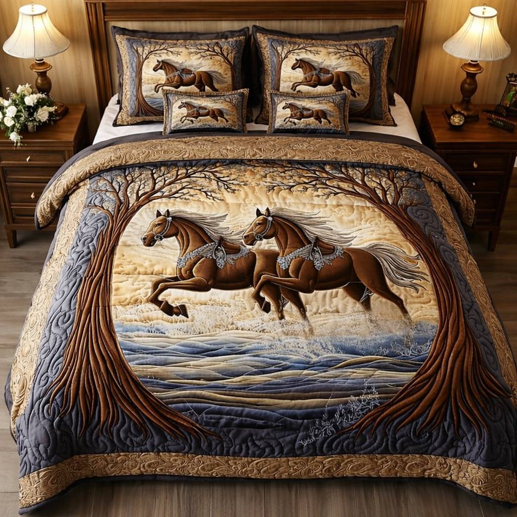 Luxury Bedding Set - Majestic Horses Print