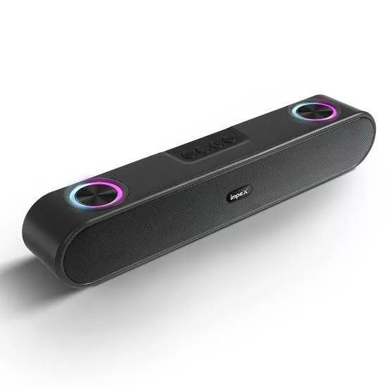 Impex Soundbar with LED lights in KAHNUWAN featuring sleek design and dynamic sound quality.