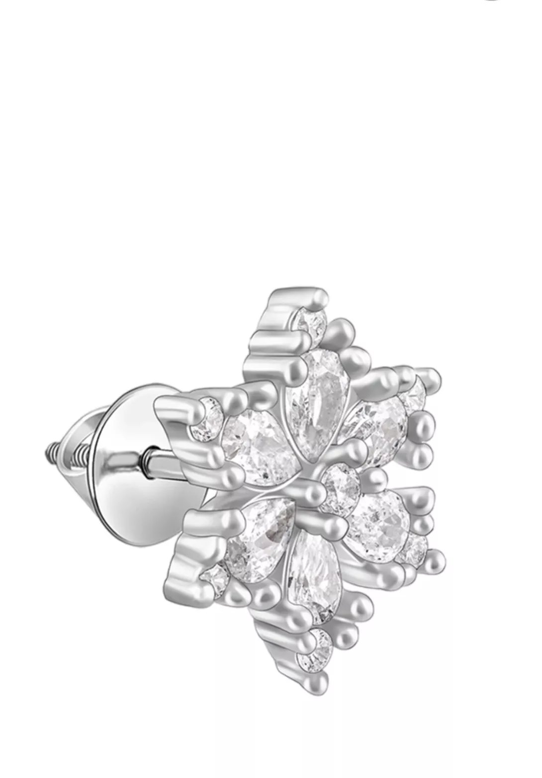 Elegant snowflake-shaped stud earrings adorned with sparkling zircons, perfect for adding elegance, Jewelry/Crystal Snowflake