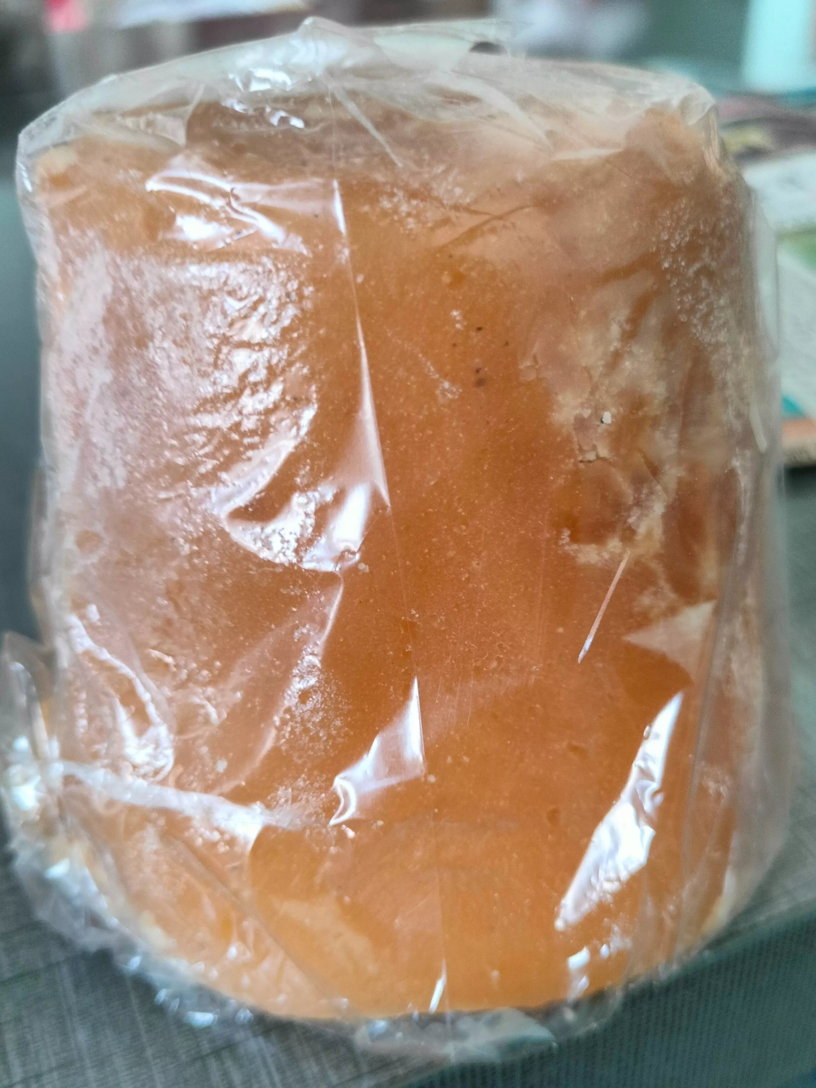 Pure and natural Gud 500g sugarcane jaggery from RATHI ANAJ KIRANA MARCHENT in DEVADA, showcasing its rich brown color and te