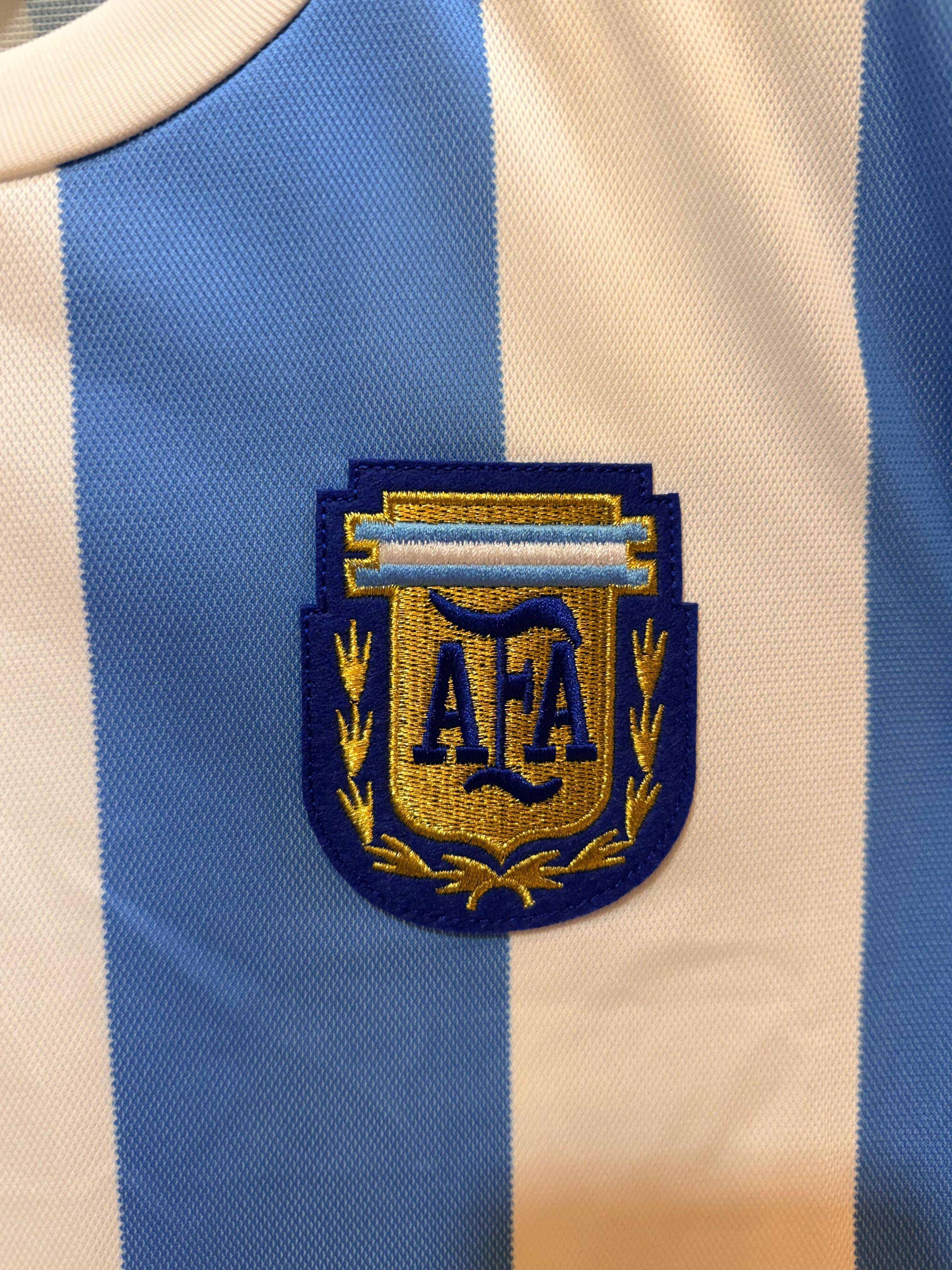 Argentina National Team Retro Football Jersey in Kolkata featuring iconic blue and white stripes, ideal for football fans. - Image 1