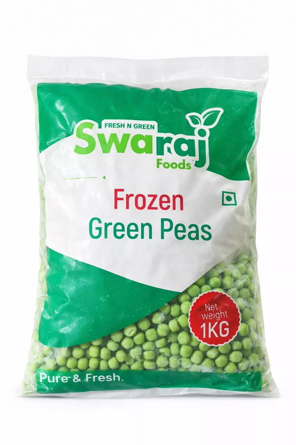 Fresh and pure Swaraj Foods Frozen Green Peas in Alibag — vibrant green color and nutritious.
