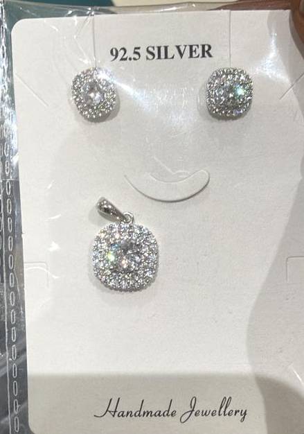 R K JEWELLERS - 92.5 Silver Diamond Stud Set in Rajkot in RAJKOT