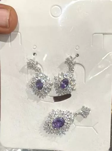 R K JEWELLERS - Crystal Jewelry Set in Rajkot: Elegant Purple Stones in RAJKOT