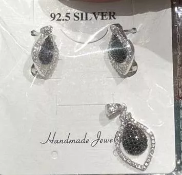 R K JEWELLERS - Elegant 92.5 Silver Earrings and Pendant Set in Rajkot in RAJKOT