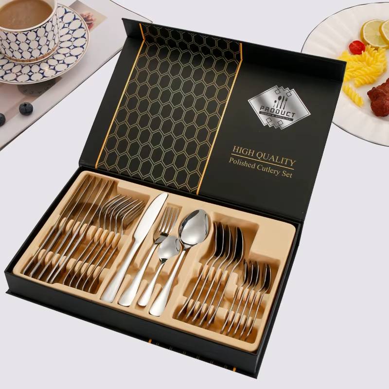 Elegant 24 Piece Cutlery Set made from high-quality stainless steel, featuring polished finish, perfect for dining in Aligarh - Image 2