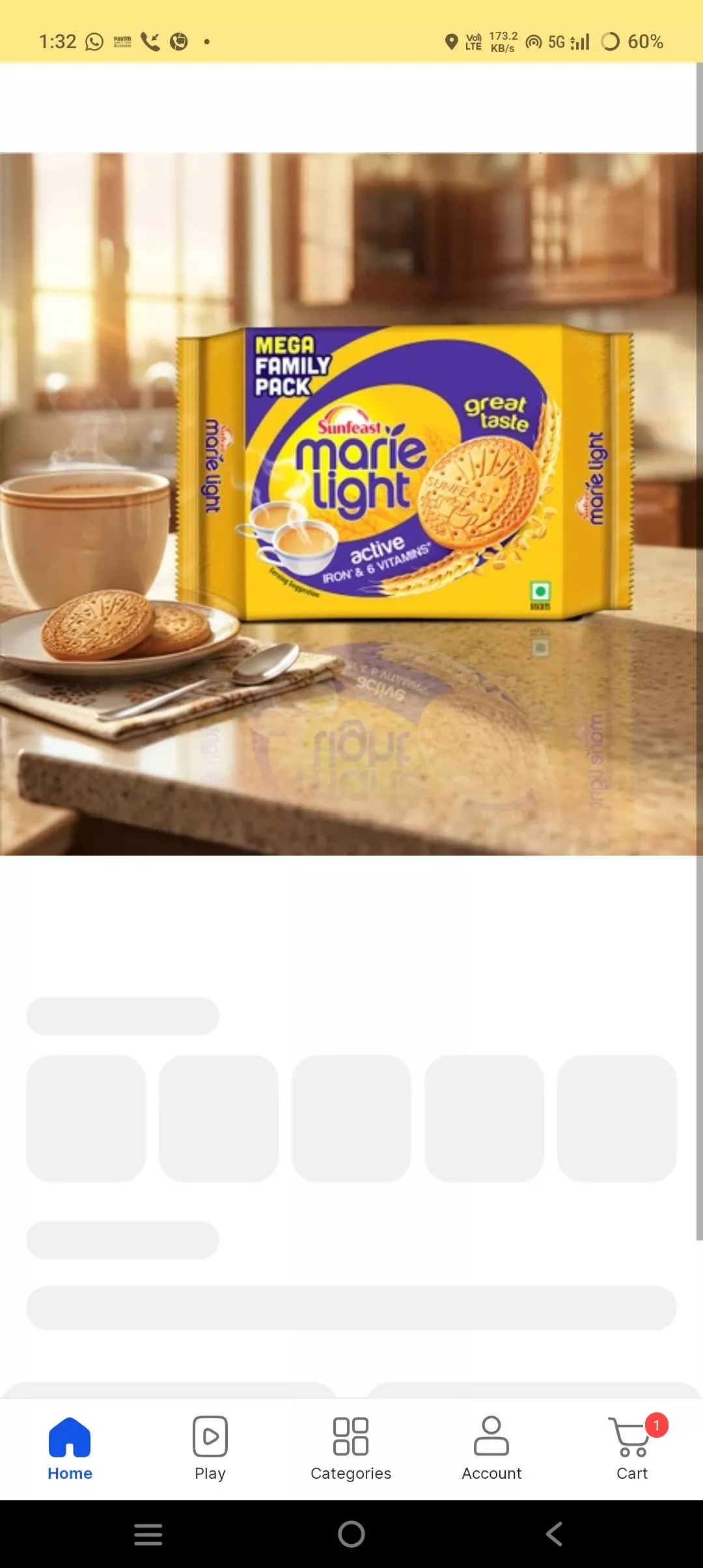 Sunfeast Marie Light Biscuits in a pack, showcasing their light and crispy texture with iron and vitamins, available in Sivas