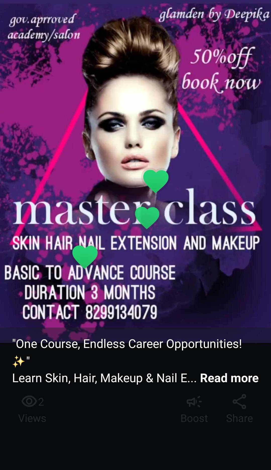 Professional makeup course materials and setup at GlamDen in Kanpur, showcasing beauty tools and products used in training.